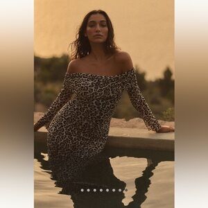 Anthropologie AFRM Long-Sleeve Off-The-Shoulder Mesh Maxi Dress